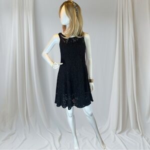 Free People Elegant Black Lace Mini Dress
